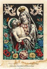 Ste. Vierge de Telgte. St. Virgen de Telgte. Abbildung des Gnadenbildes der Hl. Maria in Telgte. Erinnerung an das 260 Jährige Jubiläum 1854.