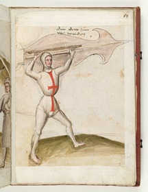 Der andere den Stechschild über sich „duy drit zum ver-wenden“. Fecht- und Ringerbuch der Brüder vom Stain (nach Talhoffer)