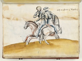 Ringkampf zu Pferd. Fecht- und Ringerbuch der Brüder vom Stain (nach Talhoffer)