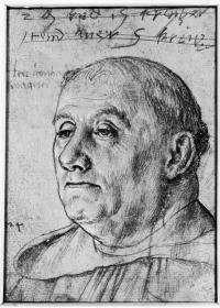 Leonhard Wagner, Schreiber im Kloster St. Ulrich, halb nach links