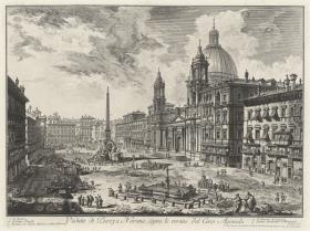 Ansicht der Piazza Navona auf den Ruinen des Domitiansstadions (aus: Vedute di Roma)