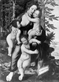 Caritas mit drei Kindern