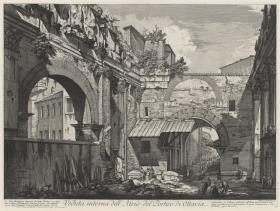 Innenansicht des Atriums des Porticus der Octavia (aus: Vedute di Roma)