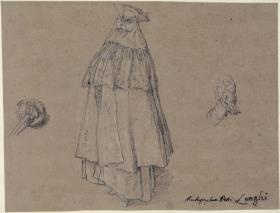 Venezianische Dame mit Dreispitz und Maske