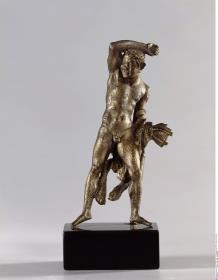 Hellenistische Statuette oder Applik eines jungen Satyrs mit Panflöte