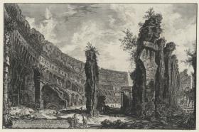 Innenansicht des flavischen Amphitheaters genannt Kolosseum (aus: Vedute di Roma)