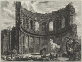 Überreste des sogenannten Apollo-Tempels in der Villa Hadrians nahe Tivoli (aus: Vedute di Roma)