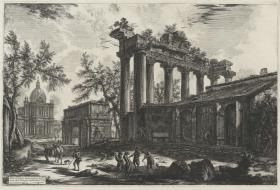 Andere Ansicht der Überreste des Pronao des Concordia-Tempels (aus: Vedute di Roma)