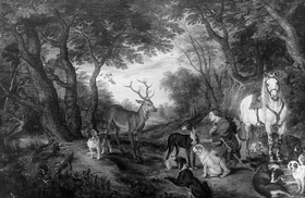 Landschaft mit dem heiligen Hubertus