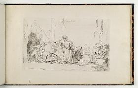 Szene einer Festnahme aus dem Alten Testament. in: Recueil de differents sujets d’étude gravé d’après les dessins de Rembrandt par D. Laurentz