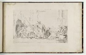 Szene einer Festnahme aus dem Alten Testament. in: Recueil de differents sujets d’étude gravé d’après les dessins de Rembrandt par D. Laurentz