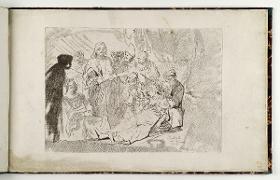 Gruppe um eine sterbende Frau. in: Recueil de differents sujets d’étude gravé d’après les dessins de Rembrandt par D. Laurentz
