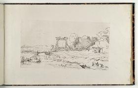 Landschaft mit Hubbrücke. in: Recueil de differents sujets d’étude gravé d’après les dessins de Rembrandt par D. Laurentz