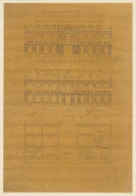 Schloss Falkenlust, Fassadenaufrisse und Grundriss