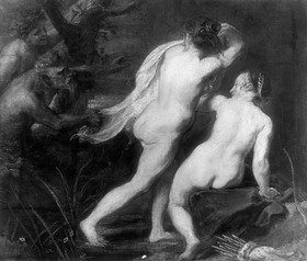 Nymphen beim Bade von Satyrn überrascht