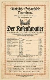Königliche Schauspiele Opernhaus. Der Rosenkavalier Komödie für Musik in 3 Akten von Hugo von Hofmannsthal