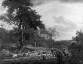 Waldlandschaft mit Herde