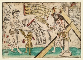 Christus als Schmerzensmann, das Herz der Gläubigen an sich ziehend