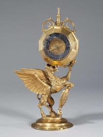 Schlag- und Weckuhr mit Greifen aus dem Pommerschen Kunstschrank