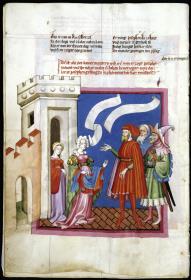 Toggenburg-Bibel. Die Frau des Potiphar verklagt Joseph