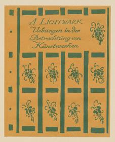 Einband zu A. Lichtwark, Uebungen in der Betrachtung von Kunstwerken