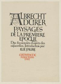 Probedruck zu dem Titelblatt von Albrecht Dürer, Paysages De la Premiere Epoque