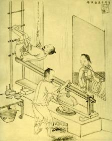 Nudelherstellung mit der Teigpresse (국수누르는모양 kuksu nurŭnŭn moyang)