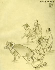 Pflügen und Reispflanzen umsetzen (논갈며이죵하는모양 non galmyǒ ijyong hanǔn moyang)