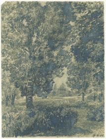 Walddurchblick auf eine Kuppelkirche, Bl. 18