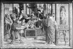 Der Zauberer Elymas mit Blindheit geschlagen