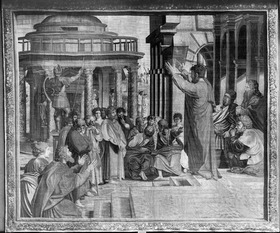 Paulus predigt zu Athen im Areopag