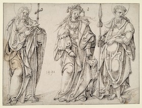Drei Heilige: Johannes der Täufer, Agnes und Donatian (?)