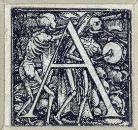 Initiale zu einem lateinischen Majuskel-Alphabet (sog. "Todesalphabet"): A