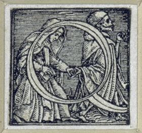 Initiale zu einem lateinischen Majuskel-Alphabet (sog. "Todesalphabet"): Q