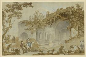 Landschaft mit Grotte, Fontaine de la nymphe Egerie