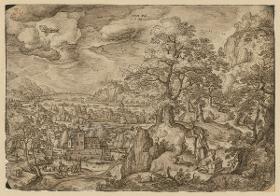 Abrahams Opfer in weiter Landschaft