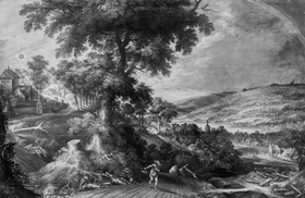 Landschaft mit dem Teufel, der Unkraut sät