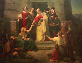 Die heilige Elisabeth, Almosen spendend