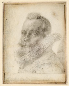 Kopf eines bärtigen Mannes mit hoher Halskrause