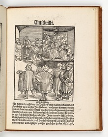 Papst und Bischöfe beim Bankett. Martin Luther: Passional Christi und Antichristi. Johann Grünenberg: Wittenberg 1521