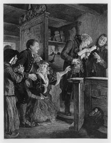 Der Gerichtsrat mit den für Ruprecht gefälschten Papieren, zu Heinrich von Kleist "Der Zerbrochene Krug"