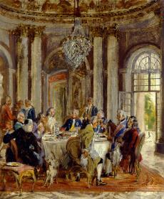 König Friedrichs II. Tafelrunde in Sanssouci. Skizze